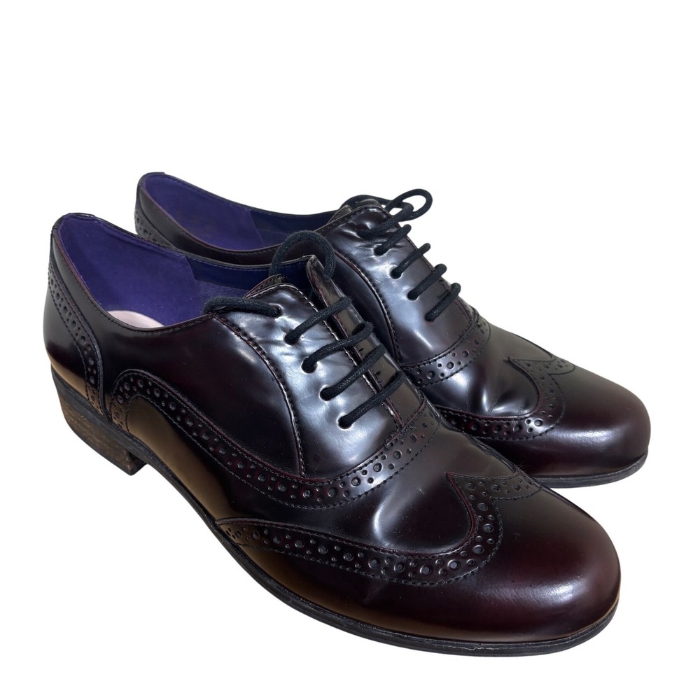 Clarks Oxfords 8.5 Narrative Burgundy Leather Wingtip Brogue Lace Up Shoes